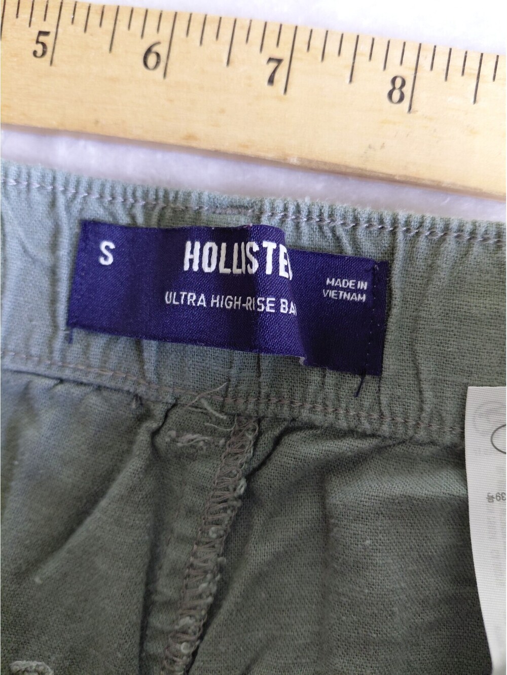 Hollister Womens Size Small Ultra High Rise Baggy Cargo Pants Linen Blend Green - Picture 3 of 9